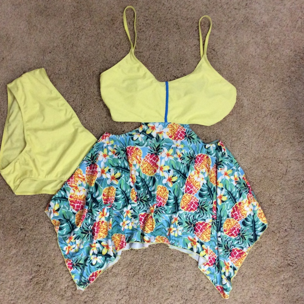 Plus Size Pineapple Handkerchief Tankini Set